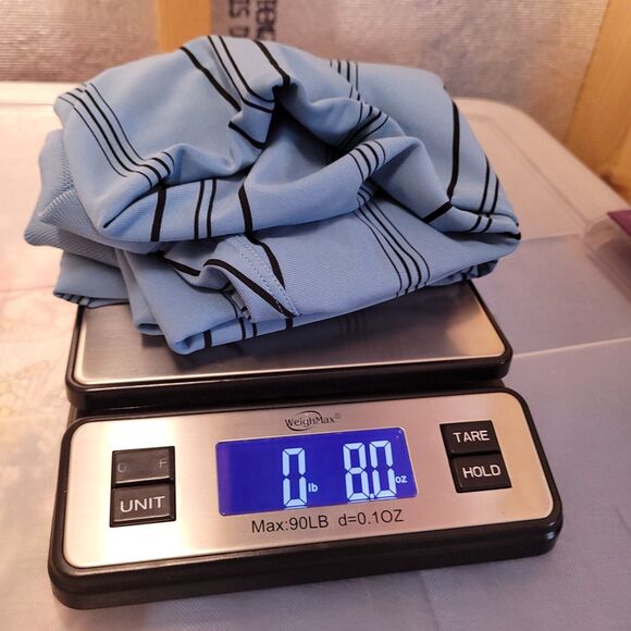 Nike Polo Shirt Mens Large Striped Blue Dri Fit Golf Swoosh - Picture 11 of 11